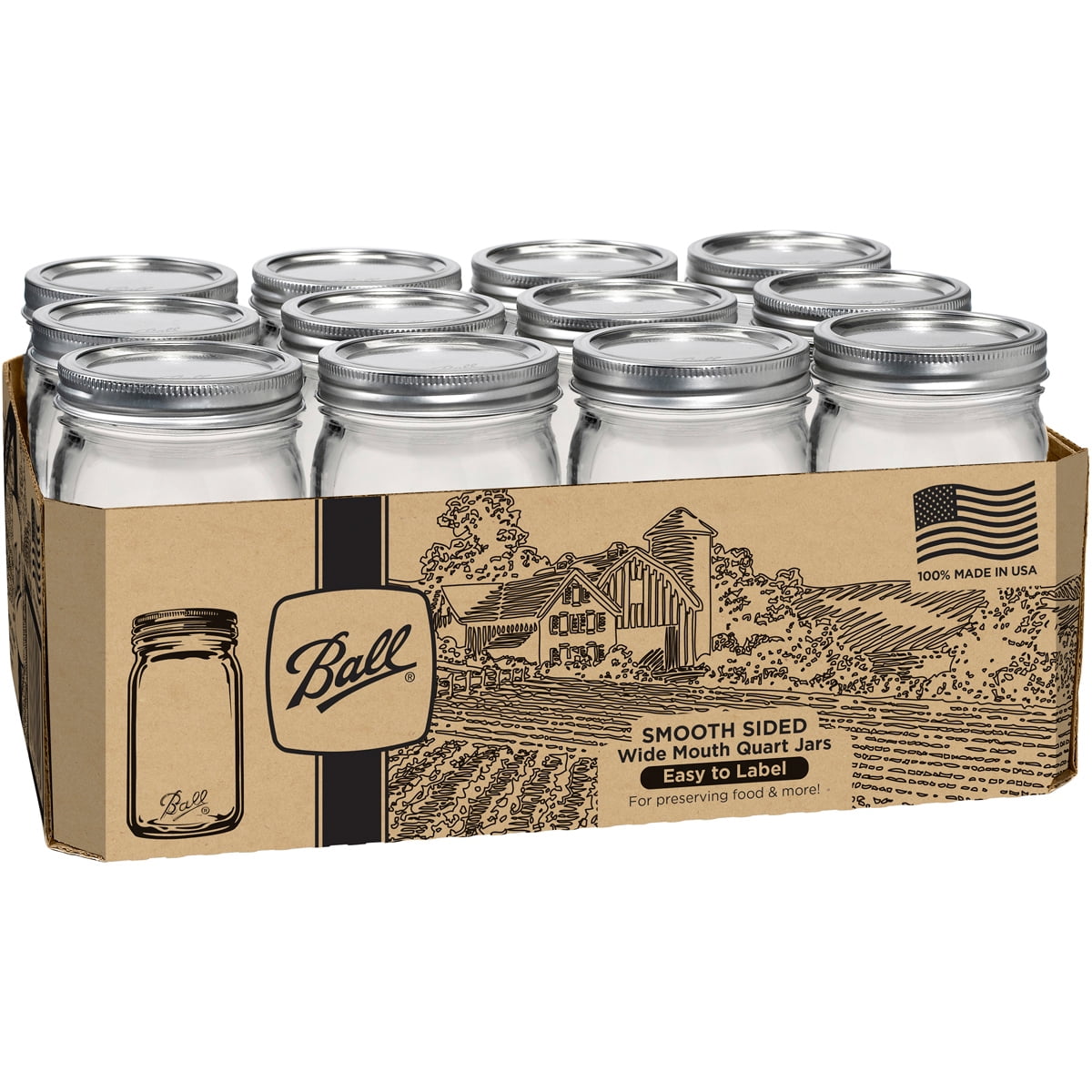 Jars canning mouth quart pkg lids